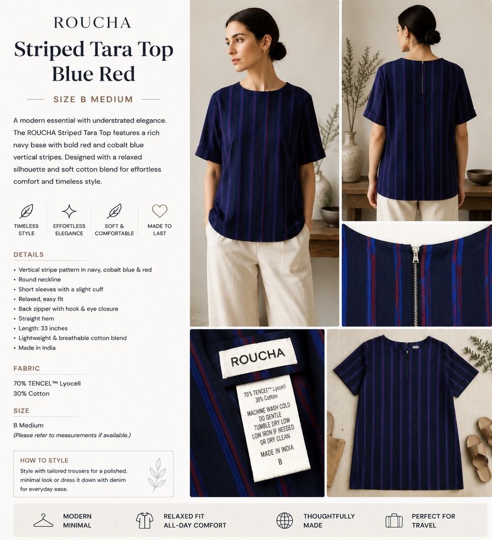 ROUCHA Striped Tara Top blue red size B Medium